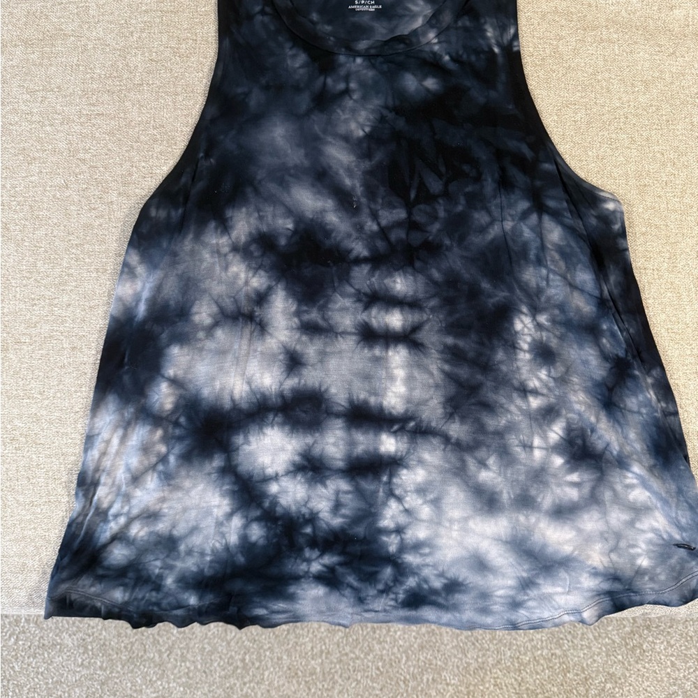 American Eagle Outfitters Black Tie-Dye Tank Top